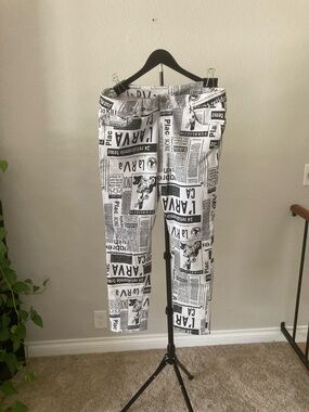 Men's Slim Newspaper Print Jeans - Black & White